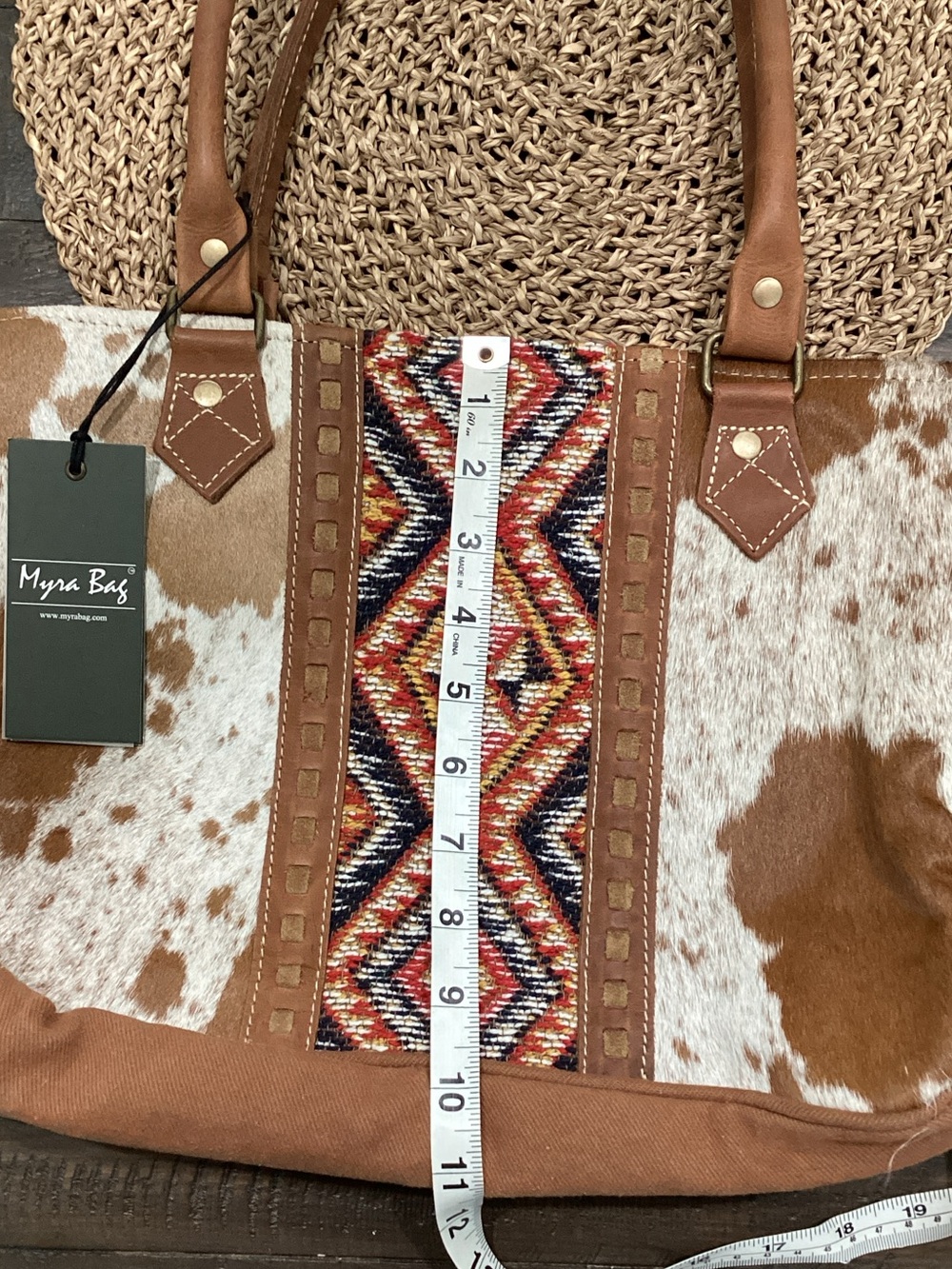 Myra Bag Cowhide & Aztec Tote in Brown - Picture 5 of 8